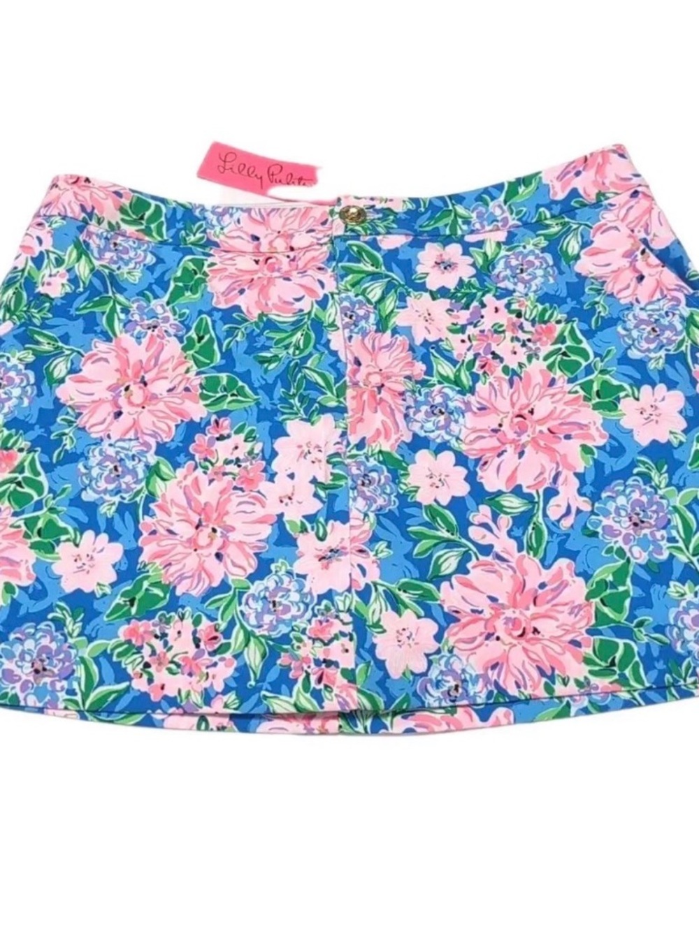 Lilly Pulitzer Blue Floral Knit Skort with Pink Blooms- NWT size 4